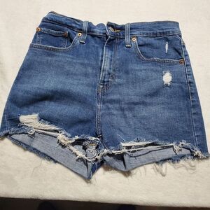 Women Signature Levi Strauss High-rise Shorts Heritage Size 30 Waist 30 Blue